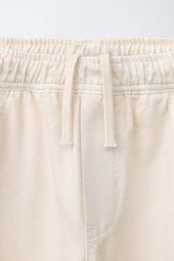 ZARA СТРУЯЩИЕСЯ БРЮКИ ИЗ ТВИЛА, СВЕТЛЫЙ ЭКРЮ