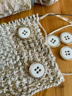 Пряжа ленточка плоская для вязания Binario Lurex