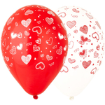 Шар латексный 30см Сердечки (Красный)