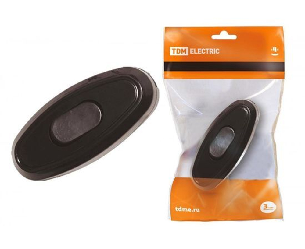 Выключатель на шнур 6А 250В черный TDM SQ1806-0022