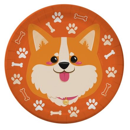 Тарелки "Мордочка Корги" 6 шт 18 см