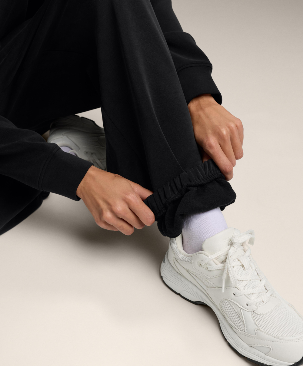 OYSHO Брюки-джоггеры из модала с начесом, черный