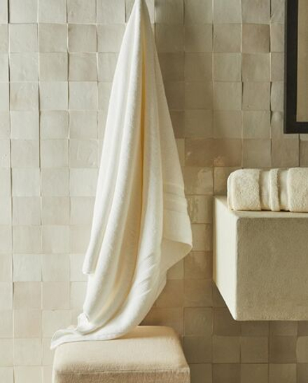 Zara Home - Очень мягкое двойное бордюрное банное полотенце, белый, 70х140 см