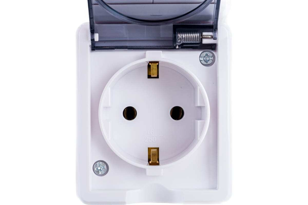 Блок розетка+выкл. двойн. верт. IP54, 16A(10AX)-250В, белый Эксперт ЭРА