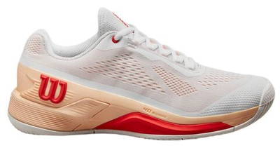 Женские Кроссовки теннисные Wilson Rush Pro 4.0 - white/peach parfait/infrared