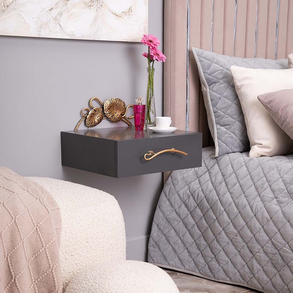 Тумба прикроватная Monstera Deliciosa (Монстера) подвесная Серый