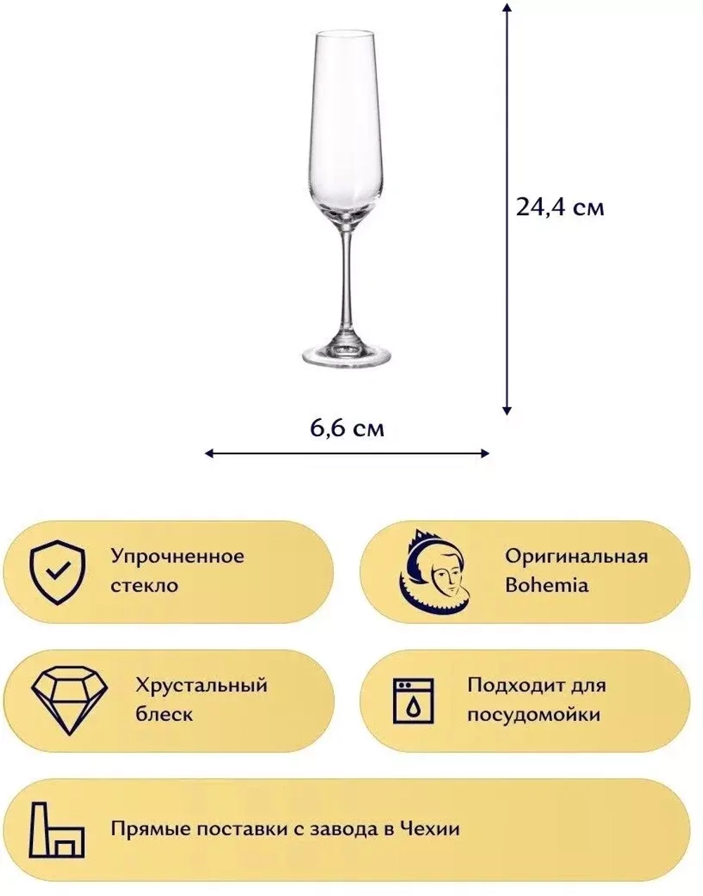 Набор фужеров ДОРА СТРИКС для шампанского, 200 мл