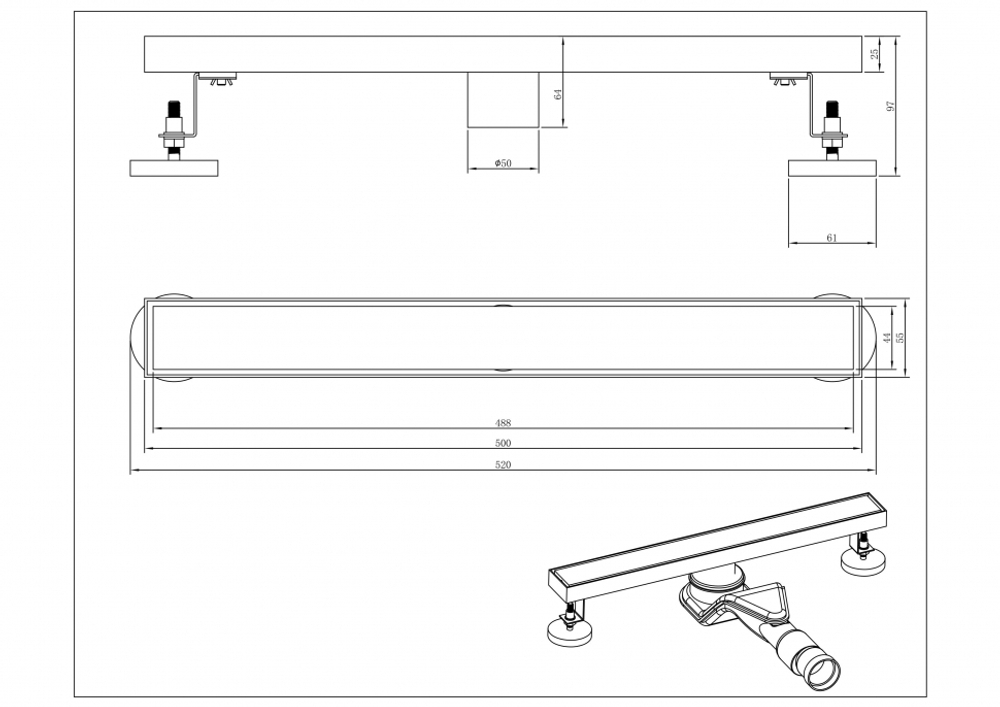 Трап для душа Grocenberg T500BG Графит
