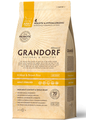 Grandorf Sterilised Holistic Probiotic 4 вида мяса 2кг.