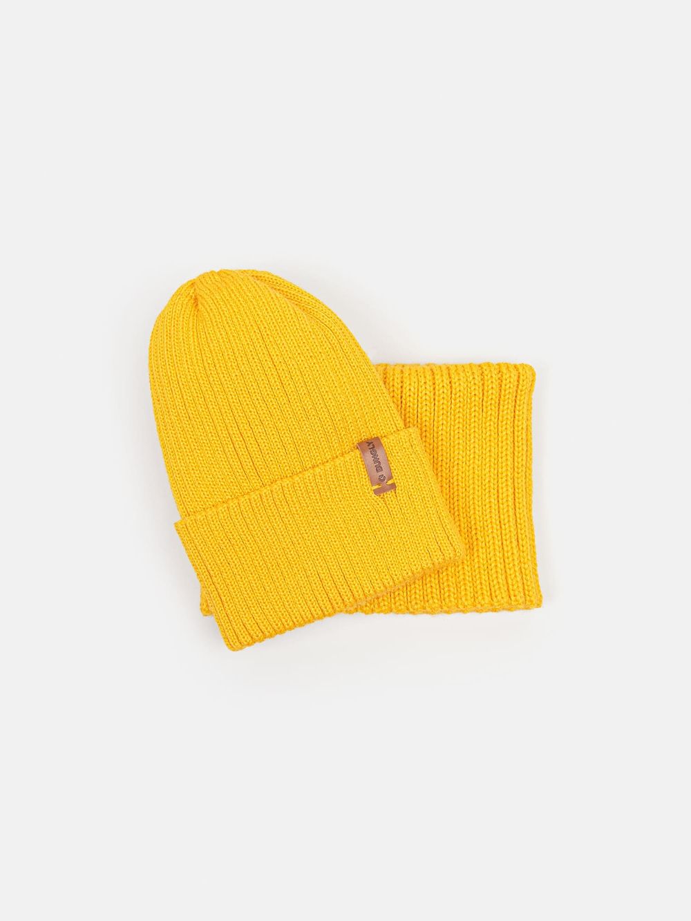 Шапка тыква из смесовой шерсти однослойная "Горчица"