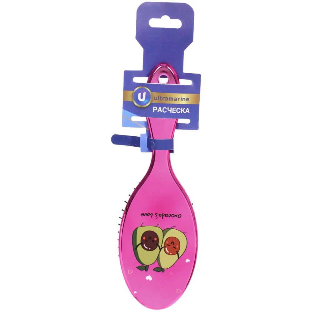 Расческа массажная зеркальная «Animals», авокадики, микс 4 цвета, 7*22 см (блистер Ultramarine)●