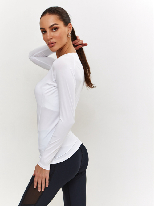 Лонгслив спортивный с длинным рукавом белый