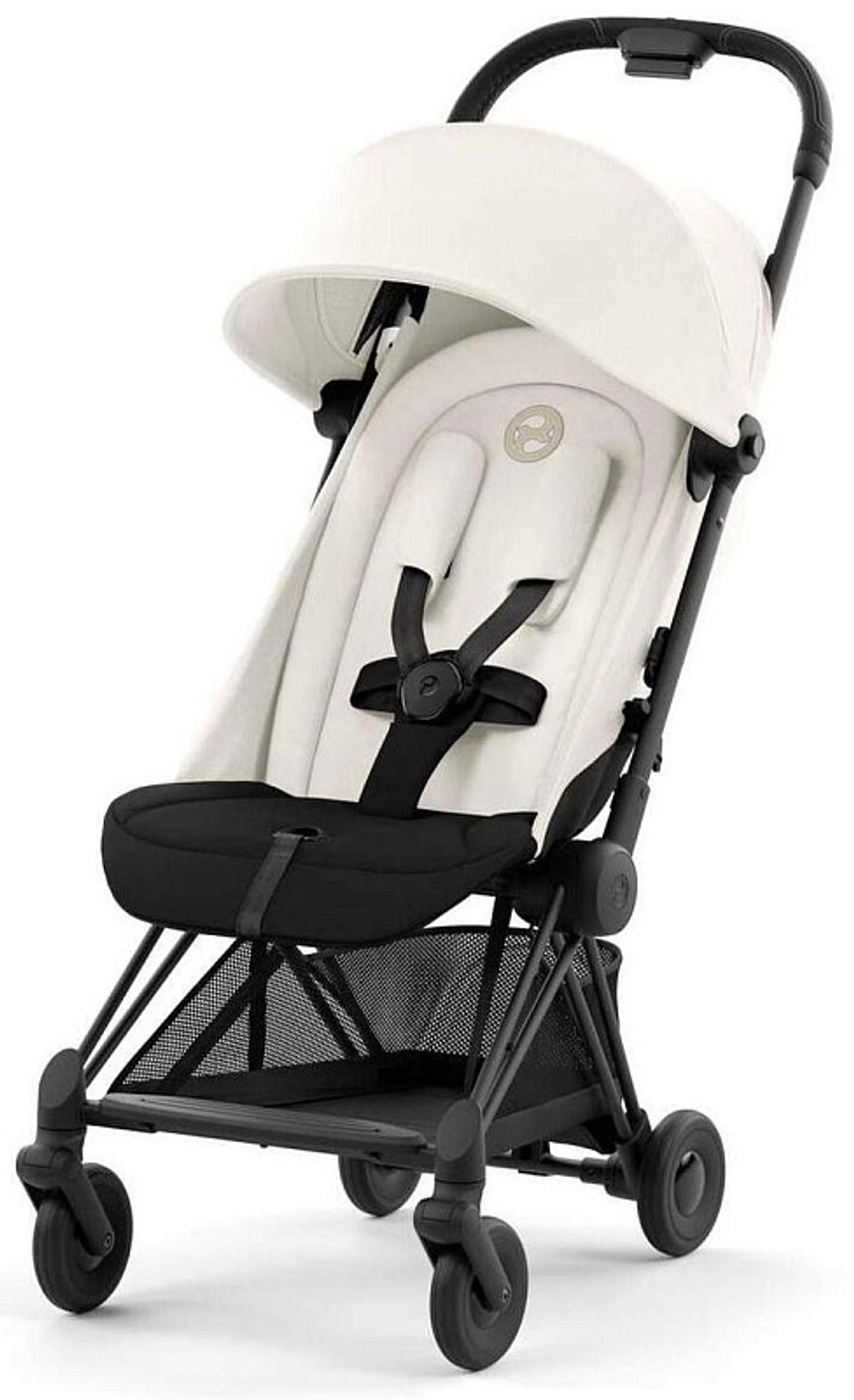 Коляска Cybex Coya Matt Black Frame Cloud G i-Size Moon Black Plus 2 в 1 Off White с дождевиком и бампером