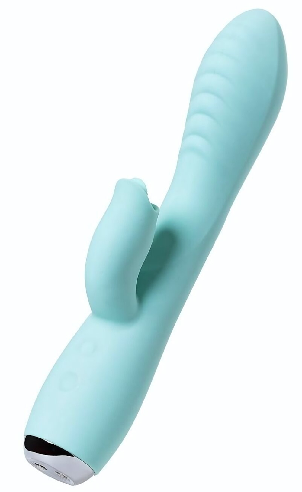 Мятный вибратор с клиторальным стимулятором Milo - 20 см. (Цвет: мятный)