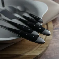 Ложка кофейная 13,8 см ручка черный пластик Grazia P.L. Proff Cuisine [12]