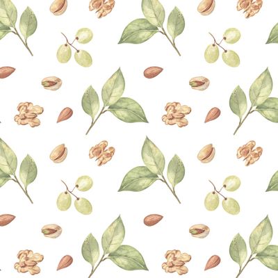 Орехи и виноград на белом (Nuts and grapes on white)