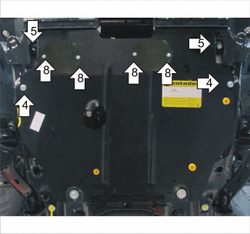 Защита картера Двигателя, КПП. 2 мм, Сталь. для Honda CR-V IV 2012-2016 MOTODOR.00833