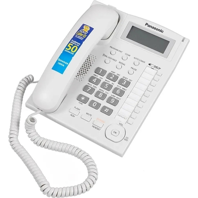 Проводной телефон Panasonic KX-TS2388RUW (белый) (индикатор вызова,повторный набор последнего номера,4 уровня громкости звонка)