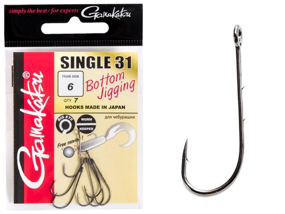 Крючки Gamakatsu SINGLE 31 HOOKS BLACK разм. 06 7шт.