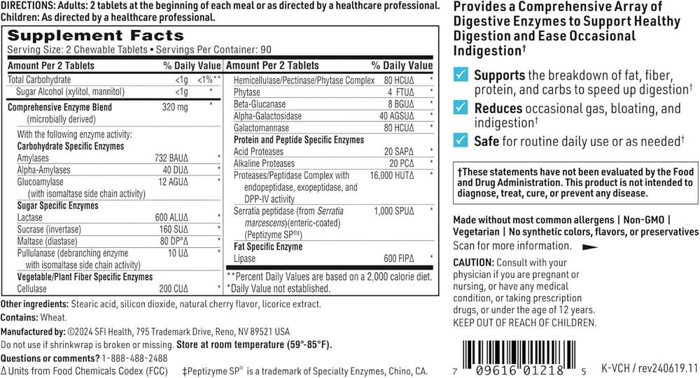 Klaire Labs - Vital Zymes Chewable 180 tablets