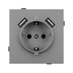 Механизм розетки с USB зарядкой SCT-TENDO-MUAA-PL-GR (230V, 16A) (Arlight, Графитовый) 054084