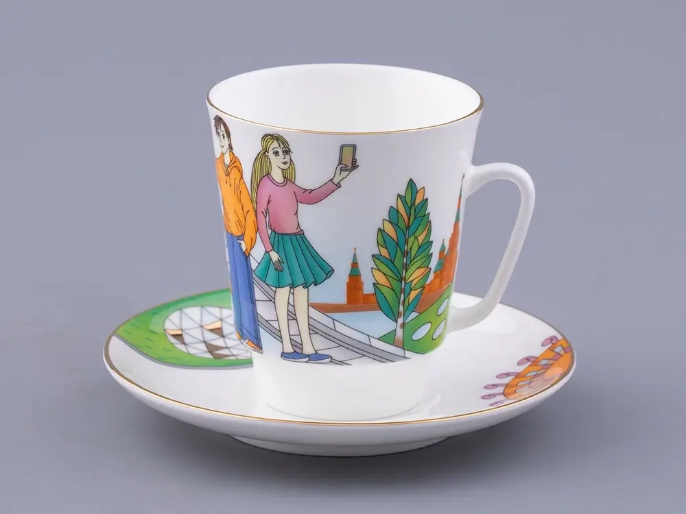 Чашка с блюдцем форма Майская, рисунок Парк Зарядье, арт. 81.32625.00.1