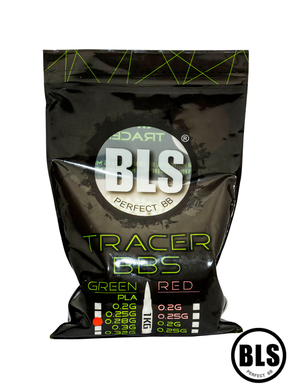 Шары трассерные BLS Tracer 0,28 g (зелёные, 3500 шт, 1 кг, пакет)