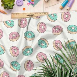 Ткань футер 2-х нитка пончики розовые и зеленые