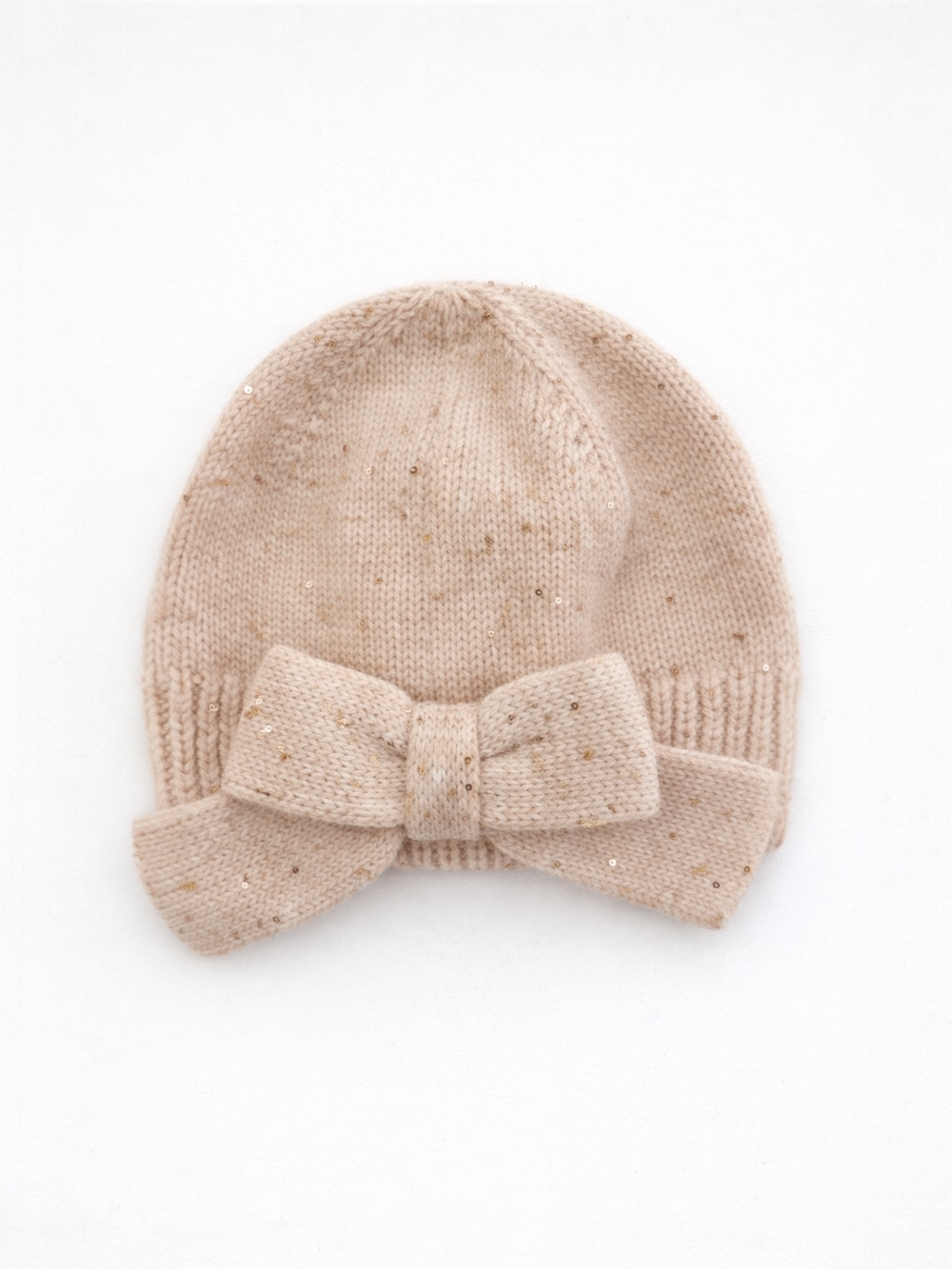 Шапка с бантиком, Персиковый