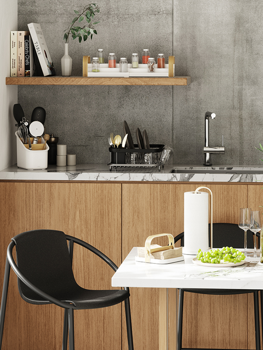 Органайзер для столовых приборов bellwood, белый/натуральное дерево