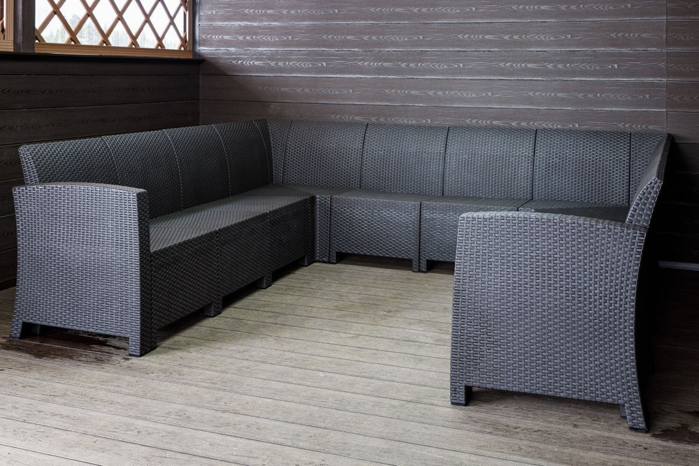 Садовый диван угловой П-образный Калифорния «California» на 10 мест без подушек