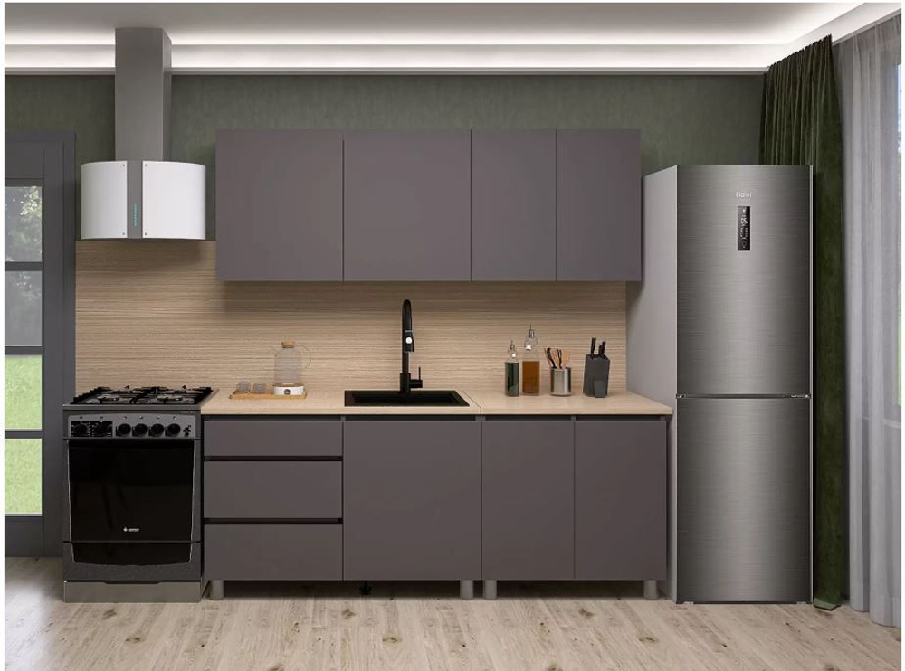 Кухонный гарнитур Den 1,6м Графит серый/Дуб Сонома