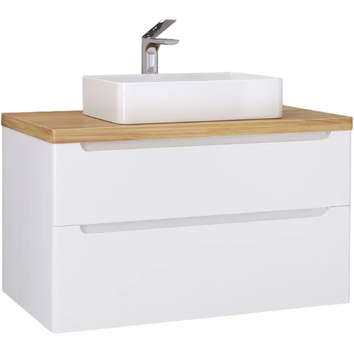 Тумба с раковиной Jorno Wood 100 см wood.01.100/P/W белая