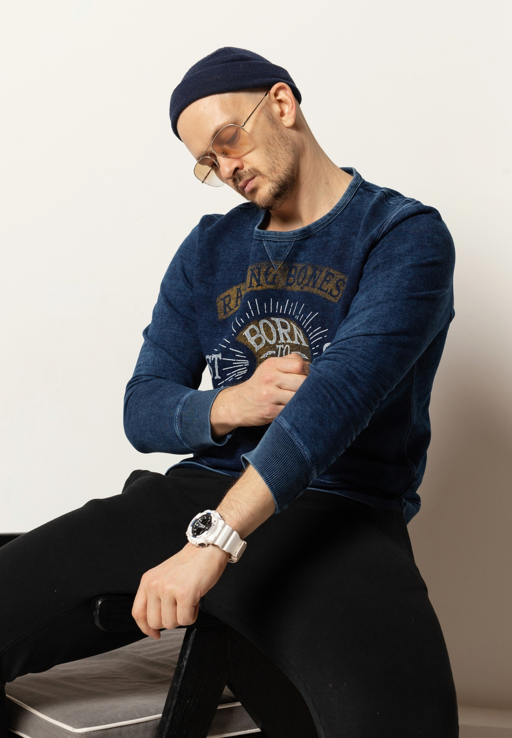 Свитшот Bowery NYC "Born To Ride" Indigo Old Blue