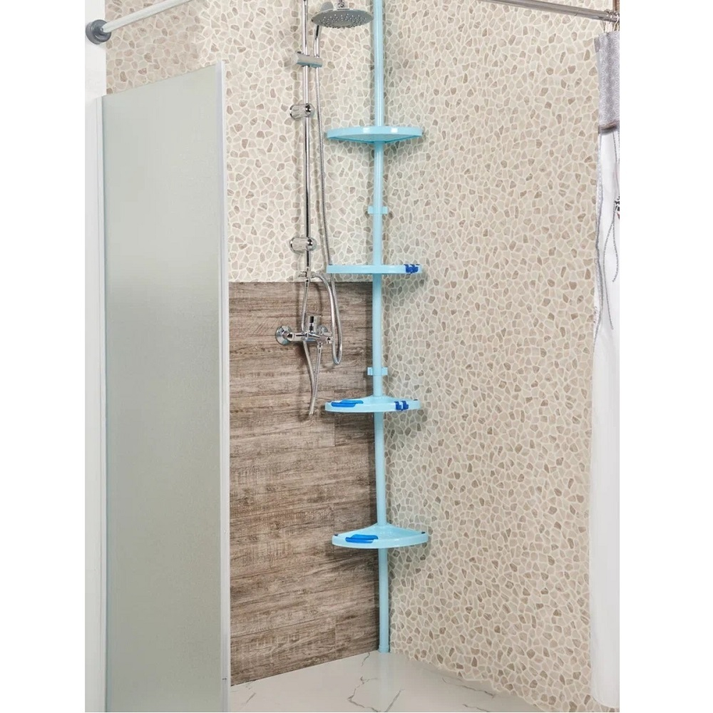 Полка угловая для ванной комн. "Prima Nova" № 02 голубая размер 52х25х10 "КТ"