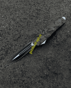 Тактический складной нож фронтально-выкидной автоматический Серый 3D