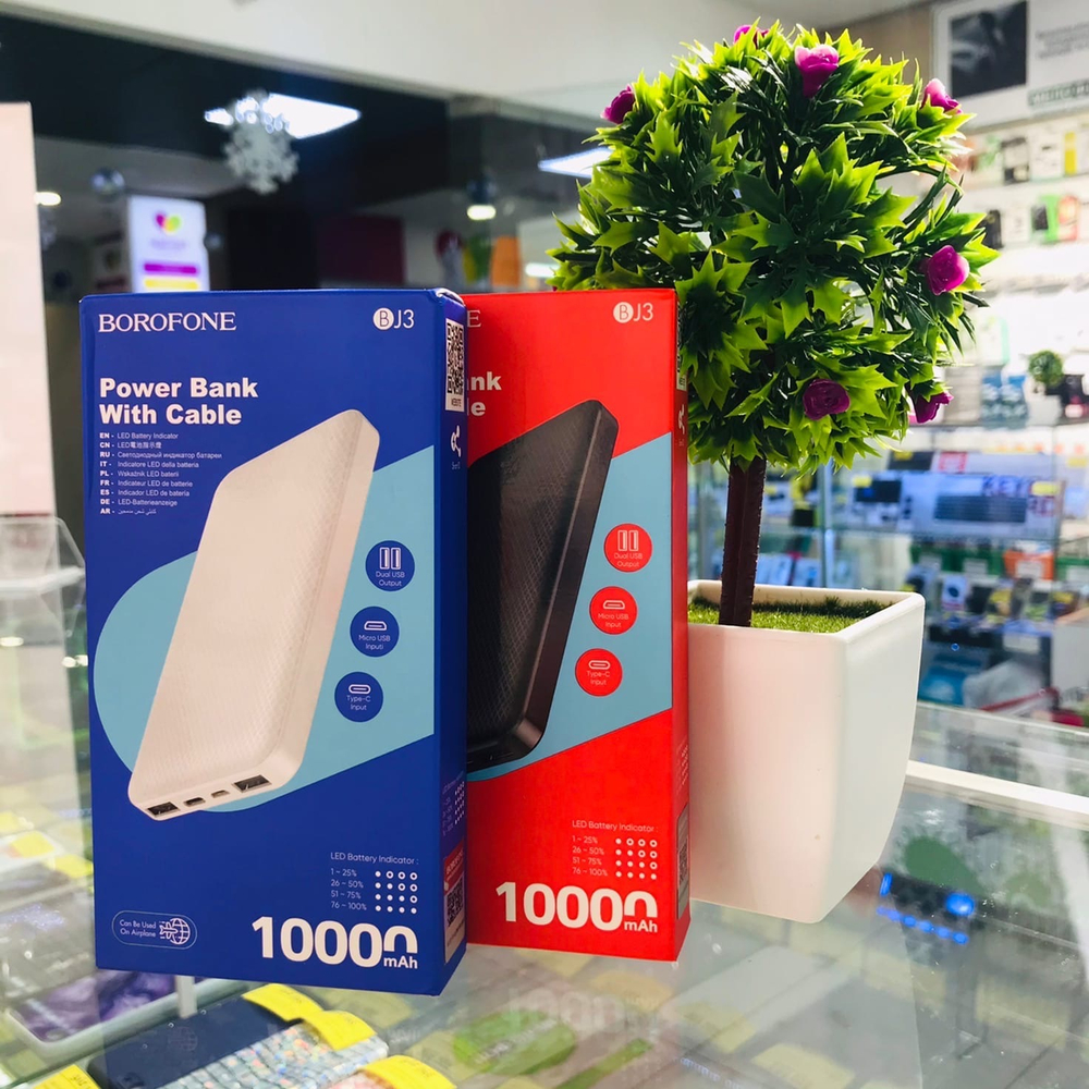 Power Bank 10000mAh, 2 USB, Borofone BJ3, белый