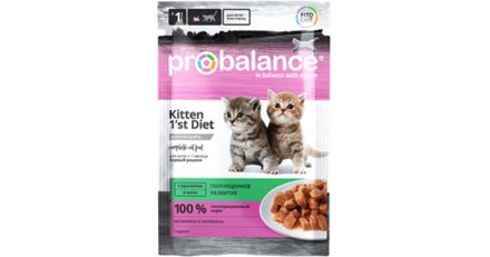 корм probalance пауч для котят с кроликом в желе 85гр