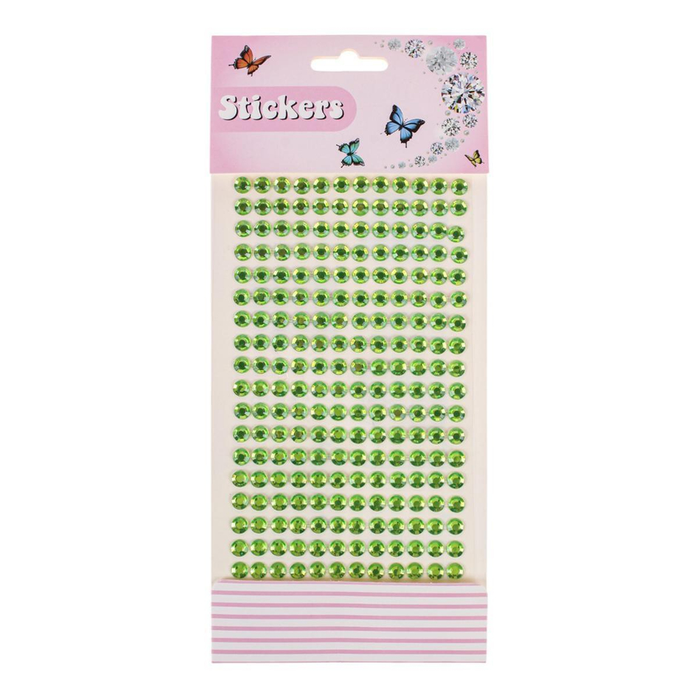 Наклейки Стразы, круглые, 22*10см, зеленые