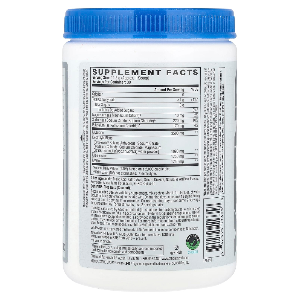 XTEND, Sport, 7 г аминокислот с разветвленной цепью (BCAA), со вкусом клубники и киви, 345 г (12,2 унции)