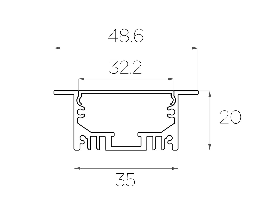 Профиль врезной алюминиевый LC-LPV-2050-2 Anod
