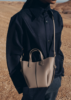 POLENE СУМКА CYME TOTE NANO, СЕРО-КОРИЧНЕВЫЙ