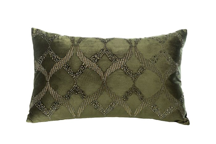 Подушка декоративная с бисером &quot;Арабески&quot; зеленая Garda Decor 70SW-20402