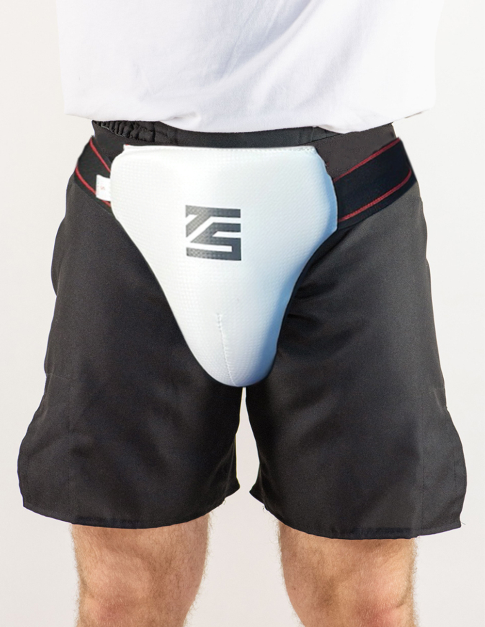 Защита паха мужская Tomorrow Star белая с красно-черной резинкой