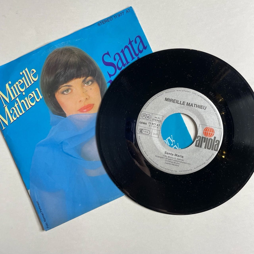 Винтажная виниловая пластинка LP Mireille Mathieu Santa Maria (Germany 1978) 7 дюймов, 45 RPM, Single
