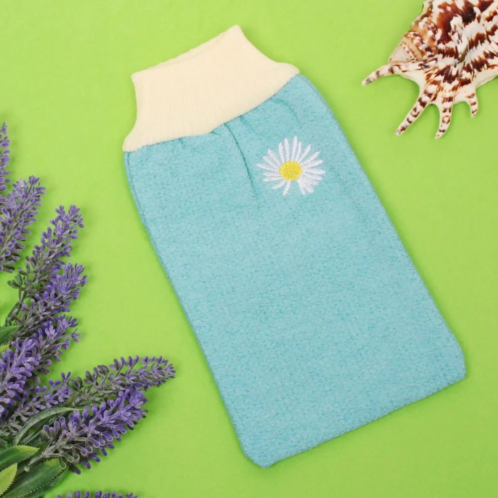 Мочалка - варежка массажная «Premium - RIKOTTO», цвет небесный, 24,5*15,5см (ZIPпакет)