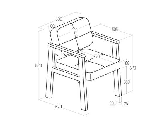 Секция одноместная с подлокотниками Честер 600x820x620 ЧСТ-1