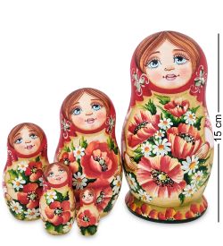 Народные промыслы МР-16/35-B Матрешка 5м «Мария с цветами» бол.