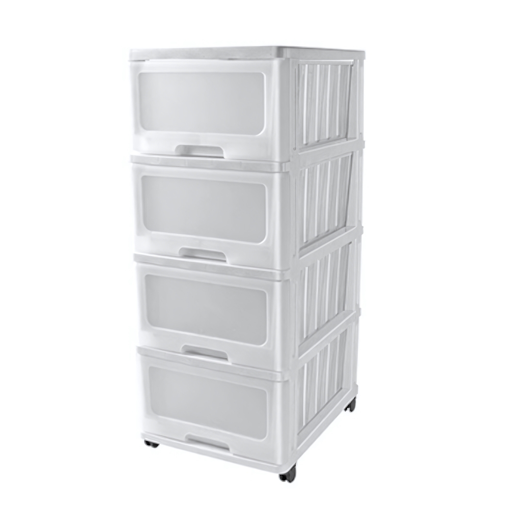 Комод 4 ящика "Клиер" 400*500*985 на колесиках, цвет белый