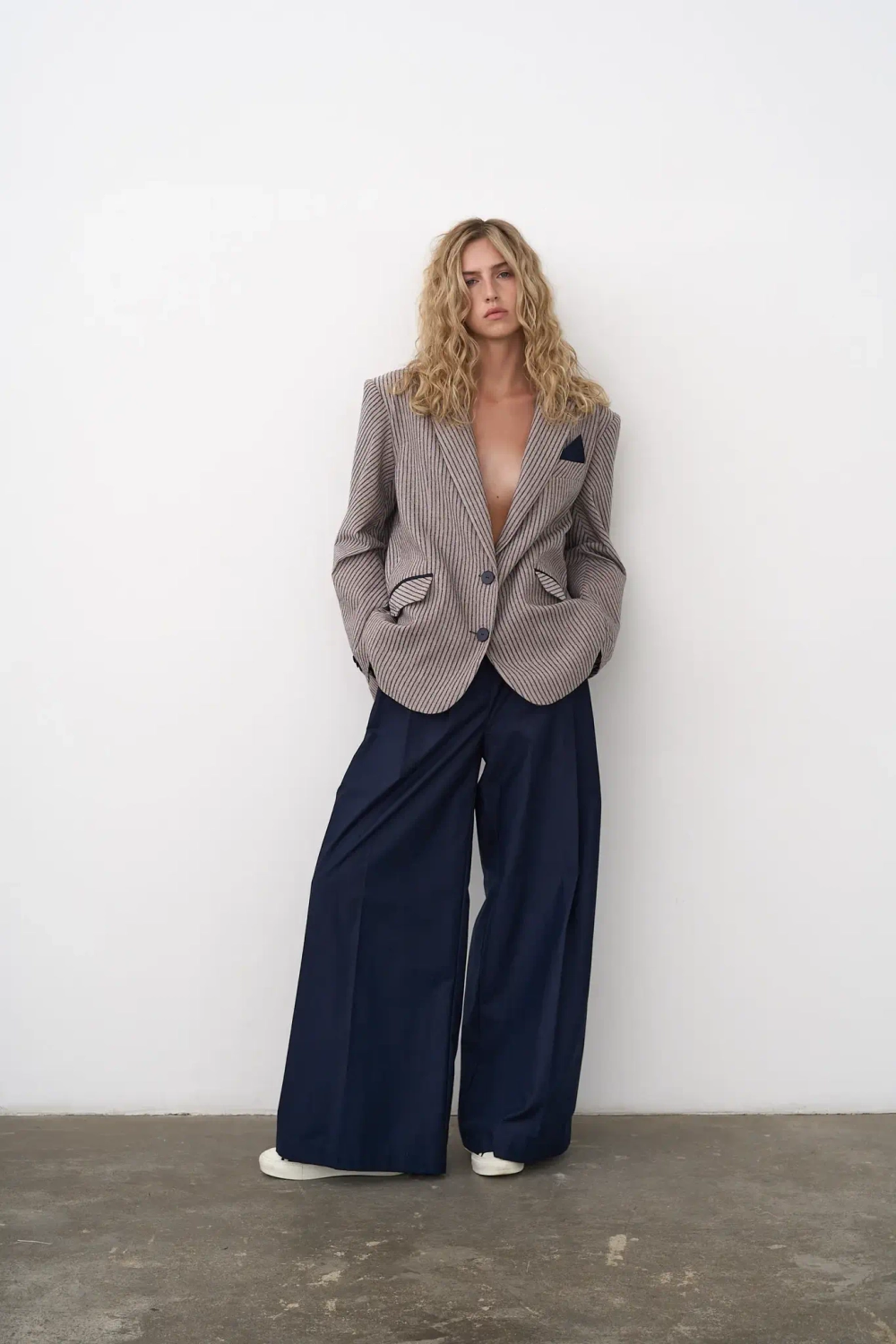 Брюки-палаццо синие